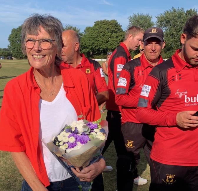 Julie Davies received flowers from Carew for all her work.